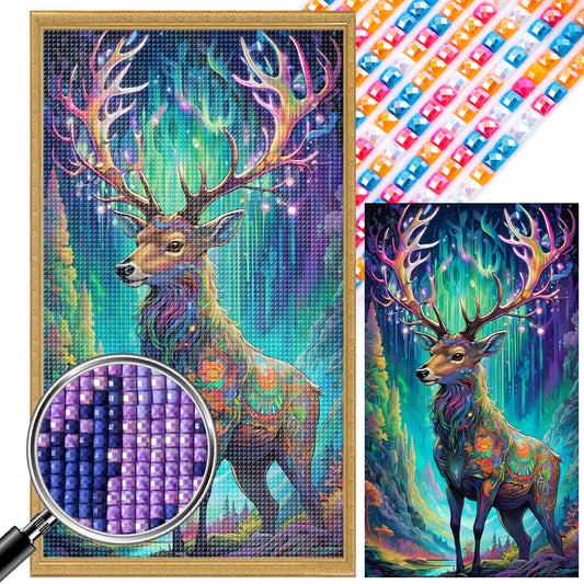 Christmas Aurora Elk - Full AB Drill Square Diamond Painting 40*70CM