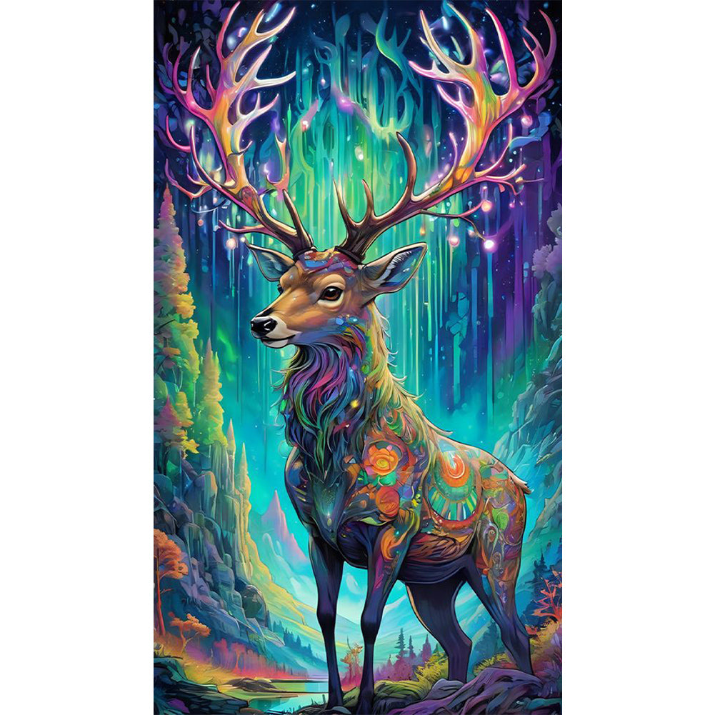 Christmas Aurora Elk - Full AB Drill Square Diamond Painting 40*70CM