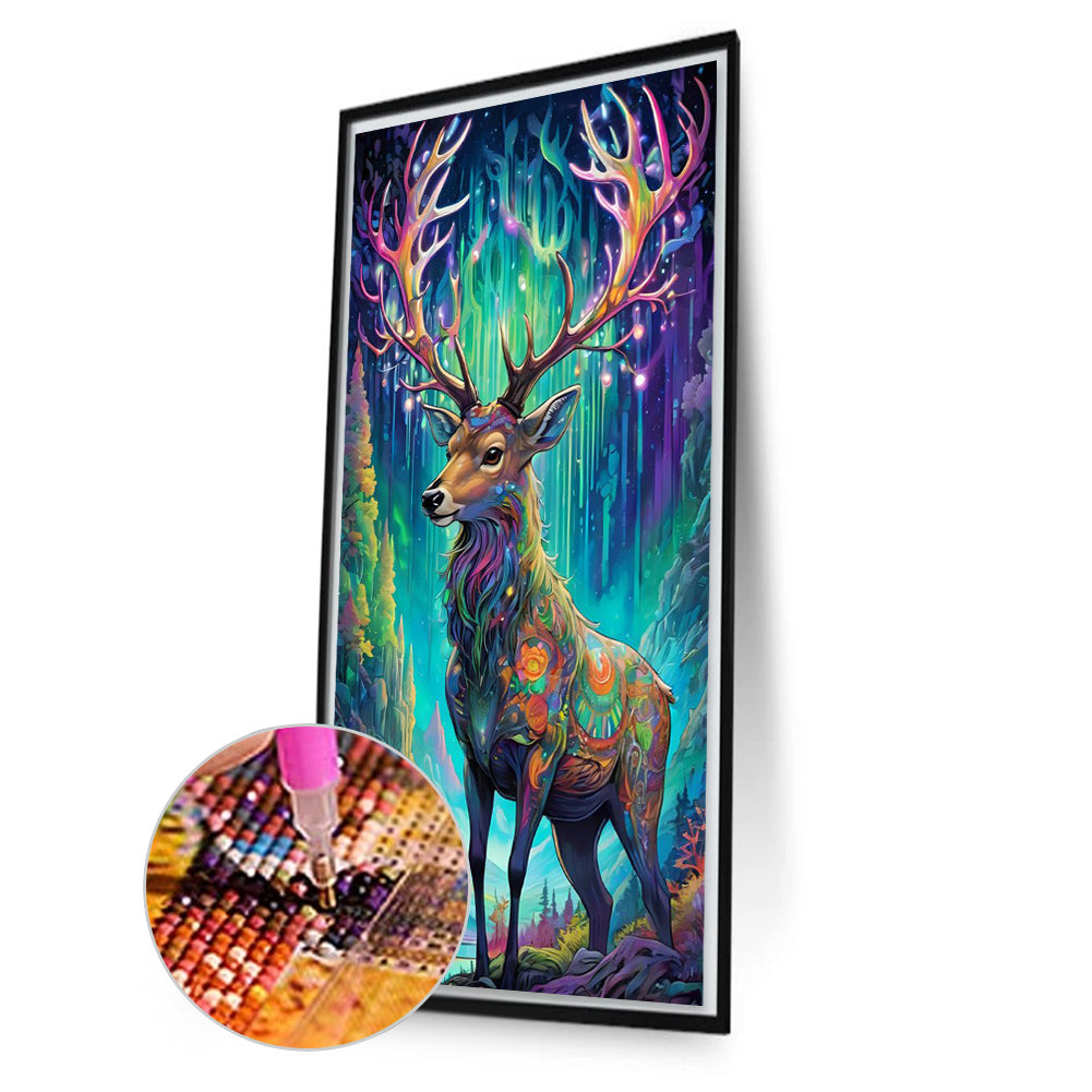 Christmas Aurora Elk - Full AB Drill Square Diamond Painting 40*70CM