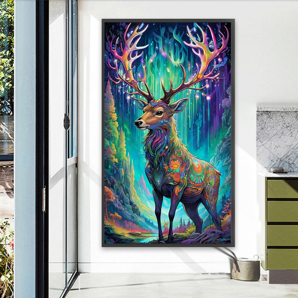 Christmas Aurora Elk - Full AB Drill Square Diamond Painting 40*70CM