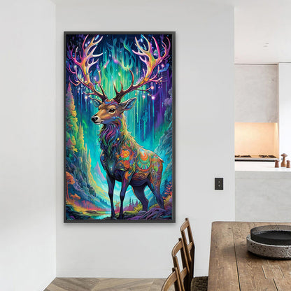 Christmas Aurora Elk - Full AB Drill Square Diamond Painting 40*70CM