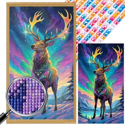 Christmas Aurora Elk - Full AB Drill Square Diamond Painting 40*70CM