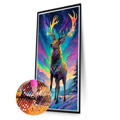 Christmas Aurora Elk - Full AB Drill Square Diamond Painting 40*70CM