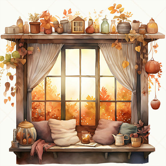 A Corner Of The Autumn Cabin - Full Round Drill Diamond Painting 40*40CM