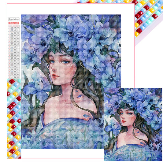 Girl In Flowers - Full Square Drill Diamond Painting 40*50CM