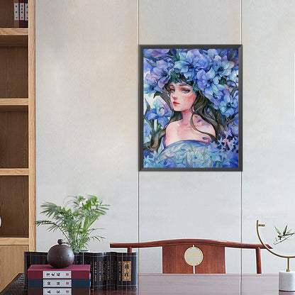 Girl In Flowers - Full Square Drill Diamond Painting 40*50CM