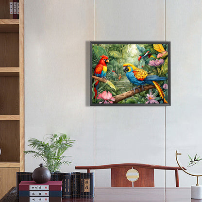 Parrot Bird In Forest - Full Round Drill Diamond Painting 50*40CM