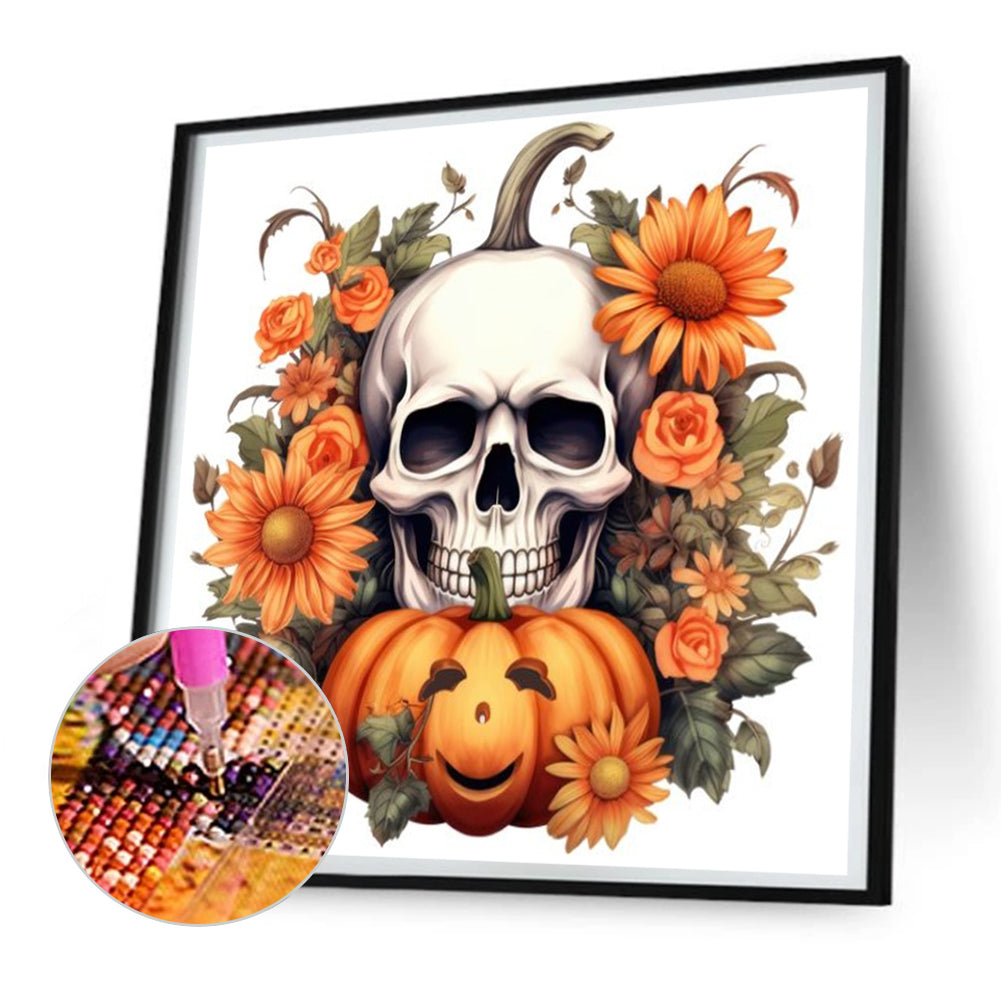 Pumpkin Skull - Full Round Drill Diamond Painting 30*30CM