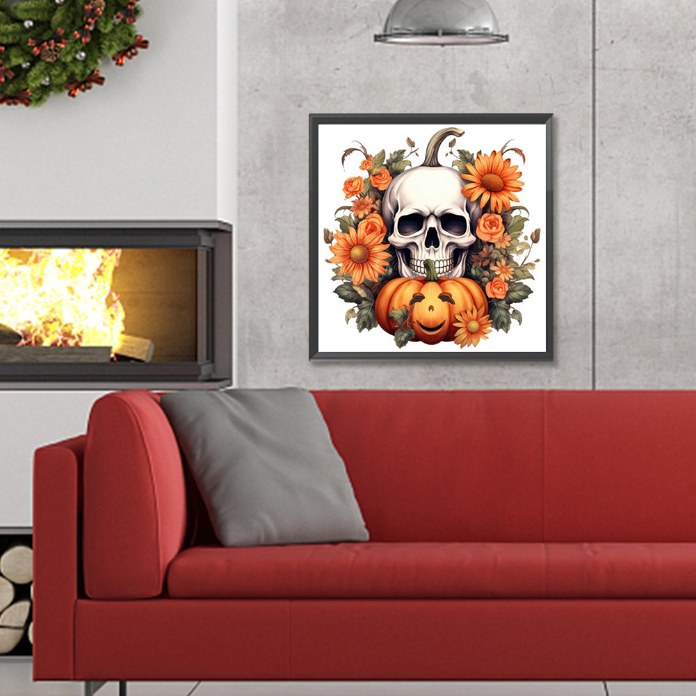 Pumpkin Skull - Full Round Drill Diamond Painting 30*30CM