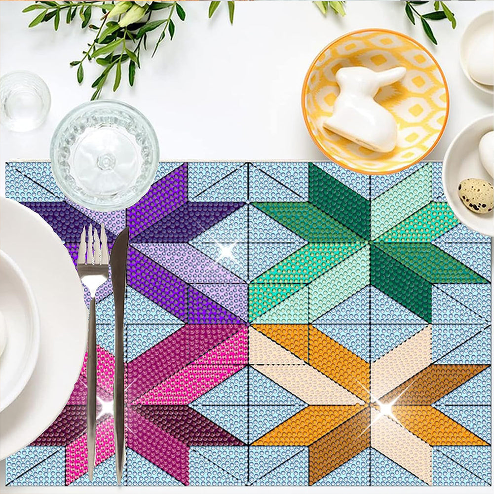 4PCS Geometric Diamond Place Mats Diamond Painting Placemats Glitter Sparkle Set