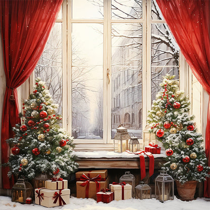 Christmas Window - 11CT Stamped Cross Stitch 50*50CM