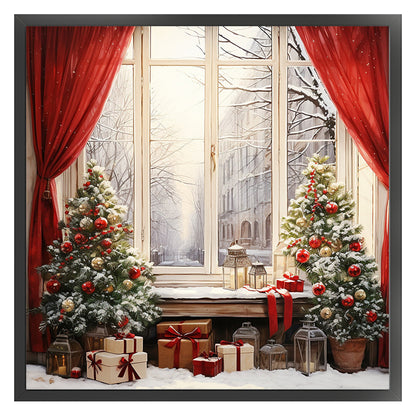 Christmas Window - 11CT Stamped Cross Stitch 50*50CM