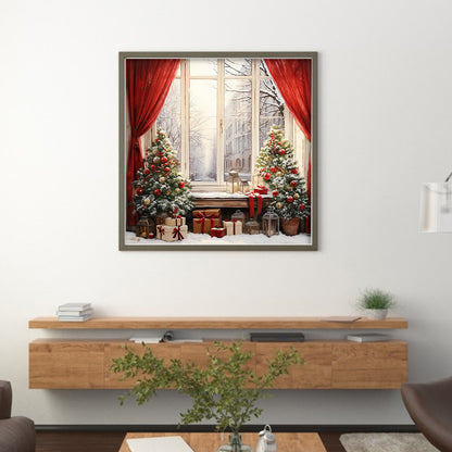 Christmas Window - 11CT Stamped Cross Stitch 50*50CM