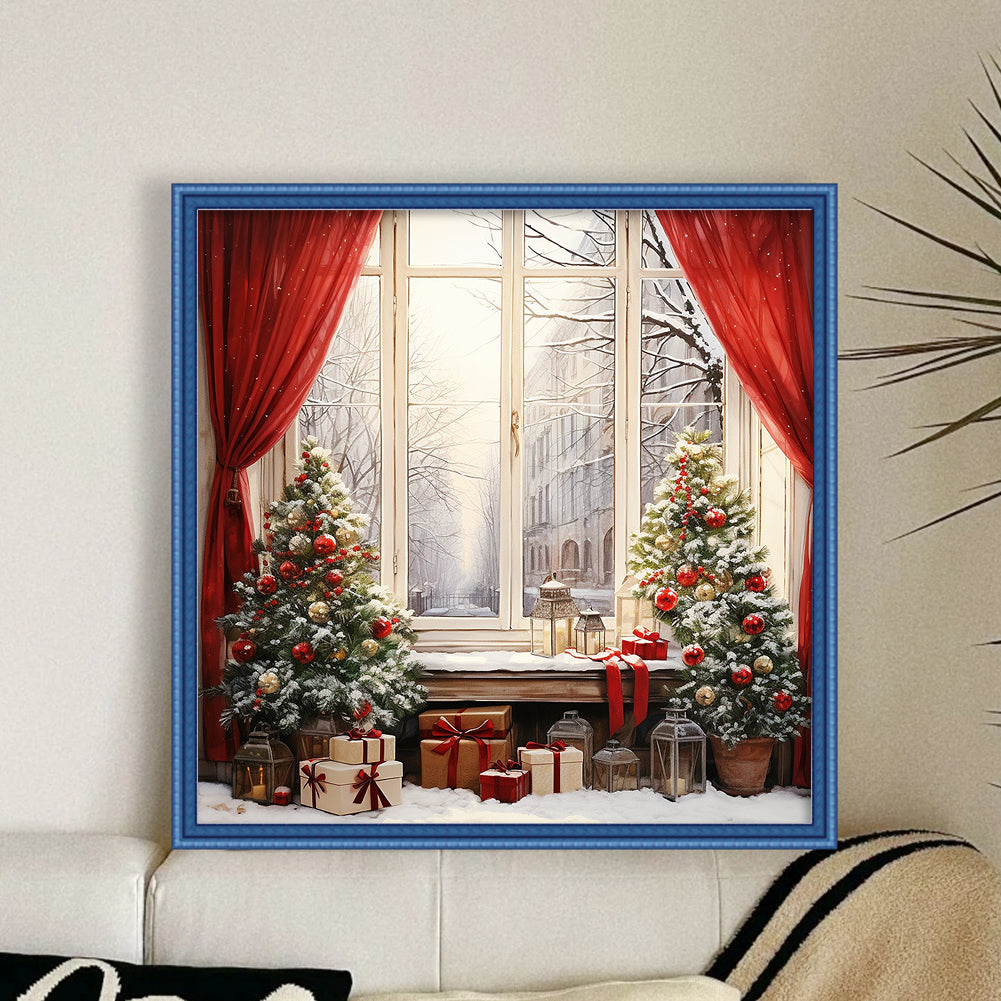 Christmas Window - 11CT Stamped Cross Stitch 50*50CM