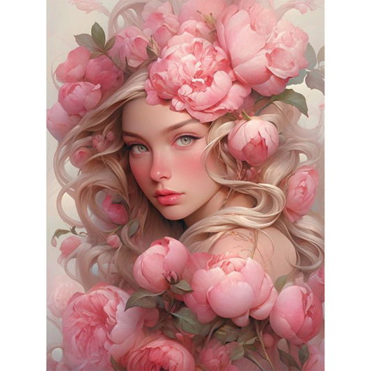 Peony Girl - 11CT Stamped Cross Stitch 50*65CM