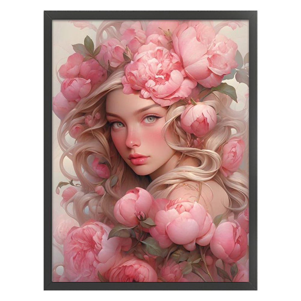 Peony Girl - 11CT Stamped Cross Stitch 50*65CM