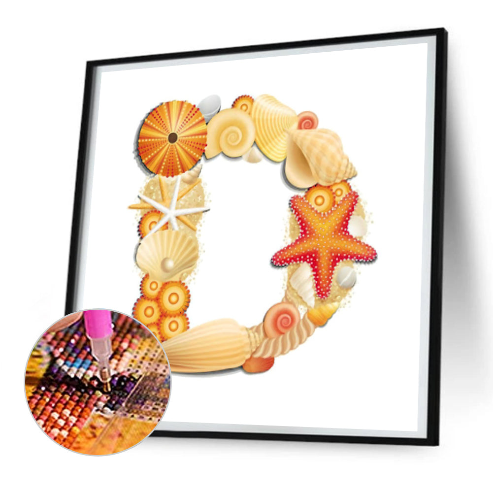 Beach Letter D Word - Full Round Drill Diamond Painting 30*30CM