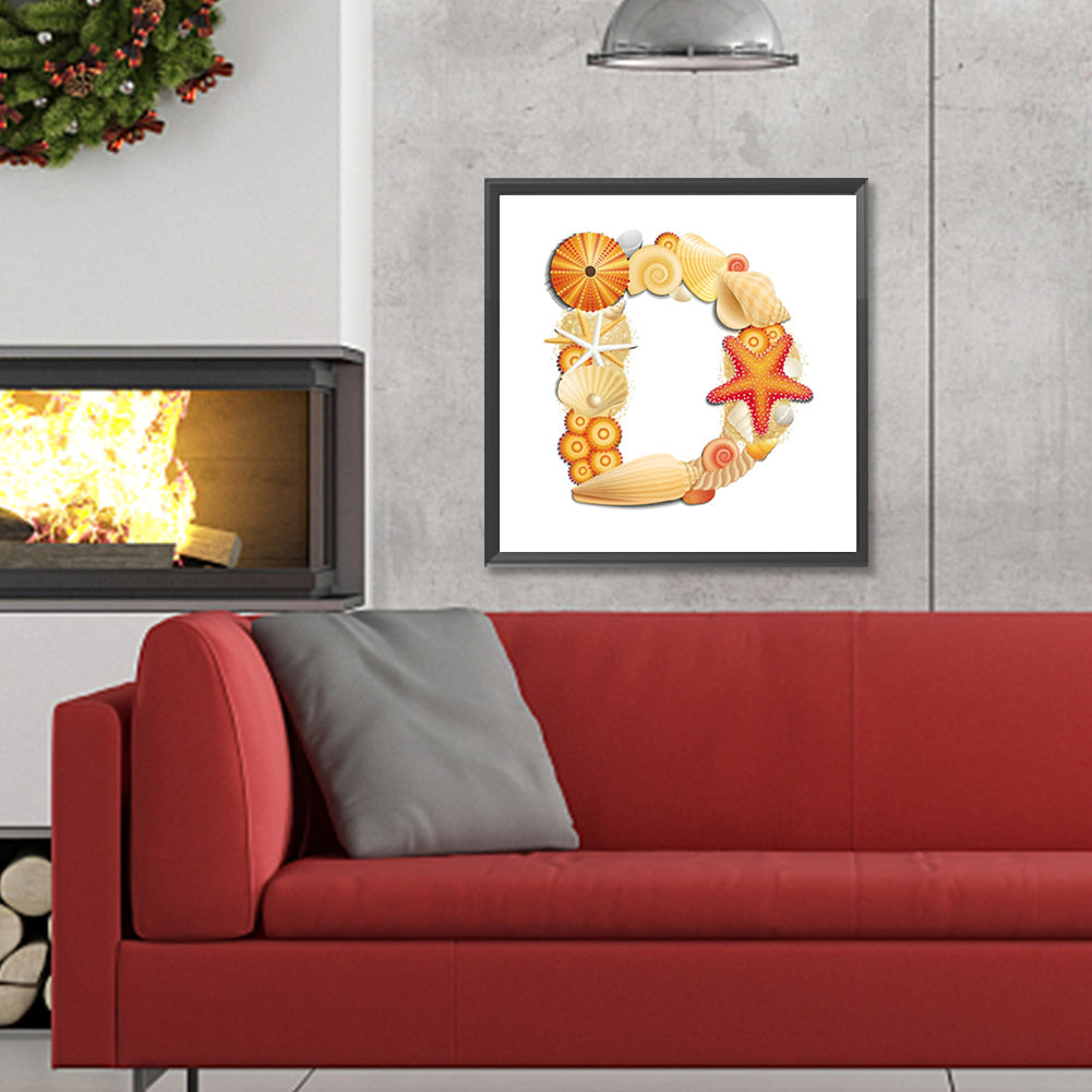 Beach Letter D Word - Full Round Drill Diamond Painting 30*30CM