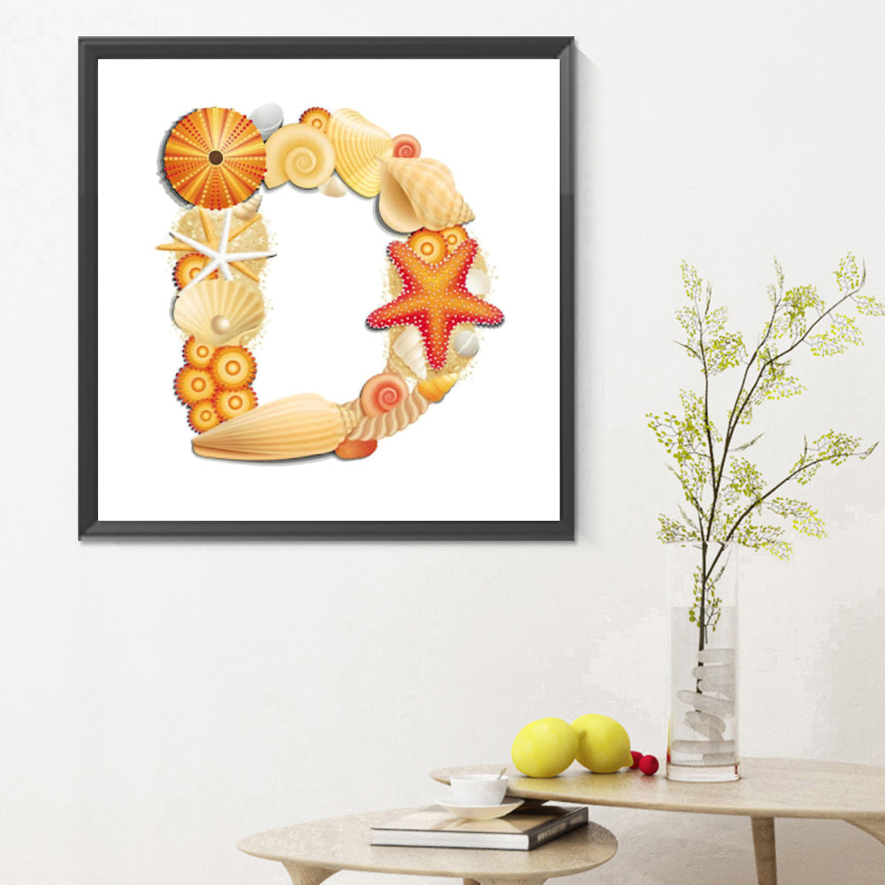 Beach Letter D Word - Full Round Drill Diamond Painting 30*30CM