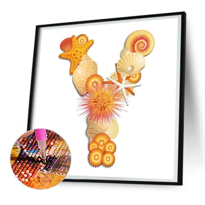 Beach Letter Y Word - Full Round Drill Diamond Painting 30*30CM