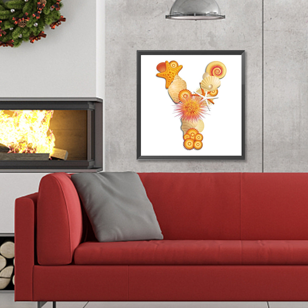 Beach Letter Y Word - Full Round Drill Diamond Painting 30*30CM