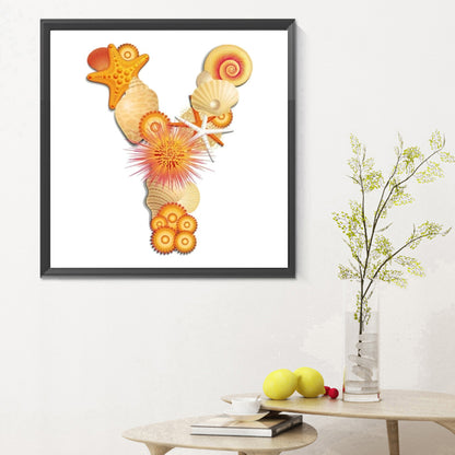 Beach Letter Y Word - Full Round Drill Diamond Painting 30*30CM