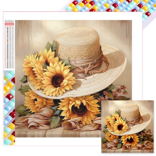 Sunflower Hat - Full Square Drill Diamond Painting 30*30CM