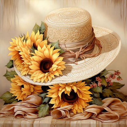 Sunflower Hat - Full Square Drill Diamond Painting 30*30CM