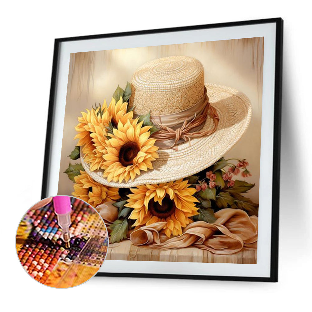 Sunflower Hat - Full Square Drill Diamond Painting 30*30CM