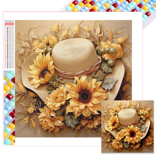 Sunflower Hat - Full Square Drill Diamond Painting 30*30CM