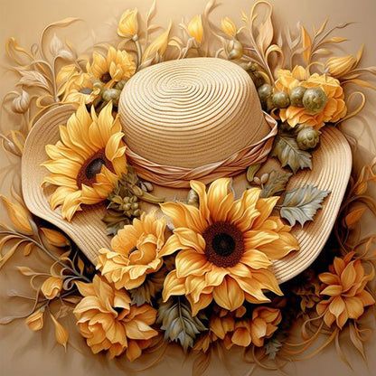 Sunflower Hat - Full Square Drill Diamond Painting 30*30CM