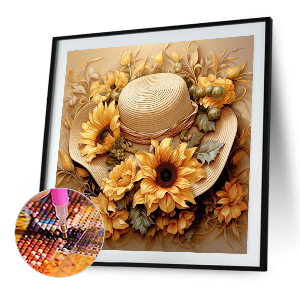 Sunflower Hat - Full Square Drill Diamond Painting 30*30CM