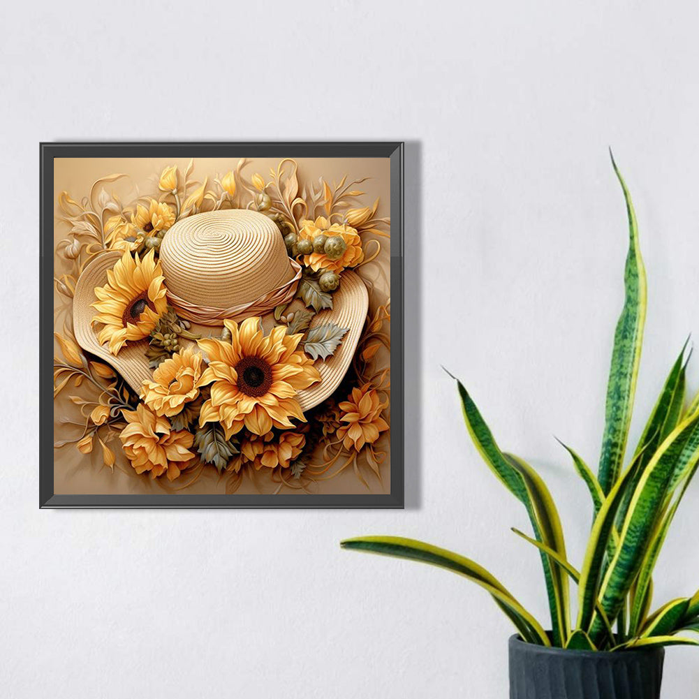 Sunflower Hat - Full Square Drill Diamond Painting 30*30CM