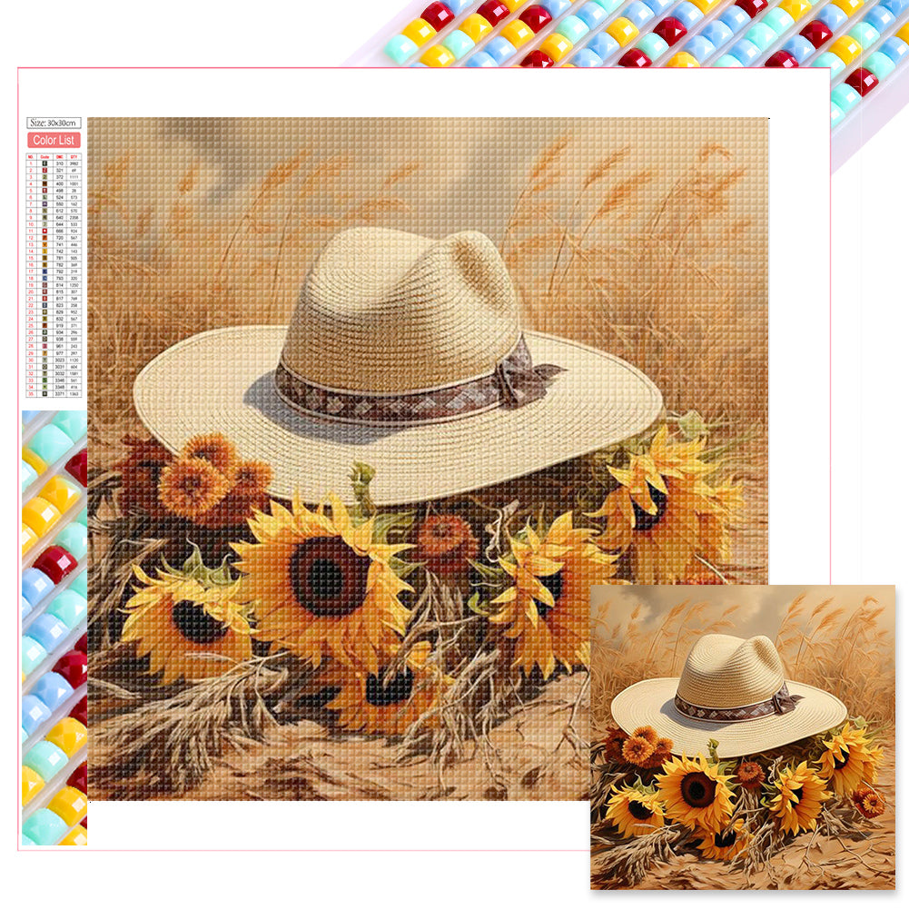 Sunflower Hat - Full Square Drill Diamond Painting 30*30CM