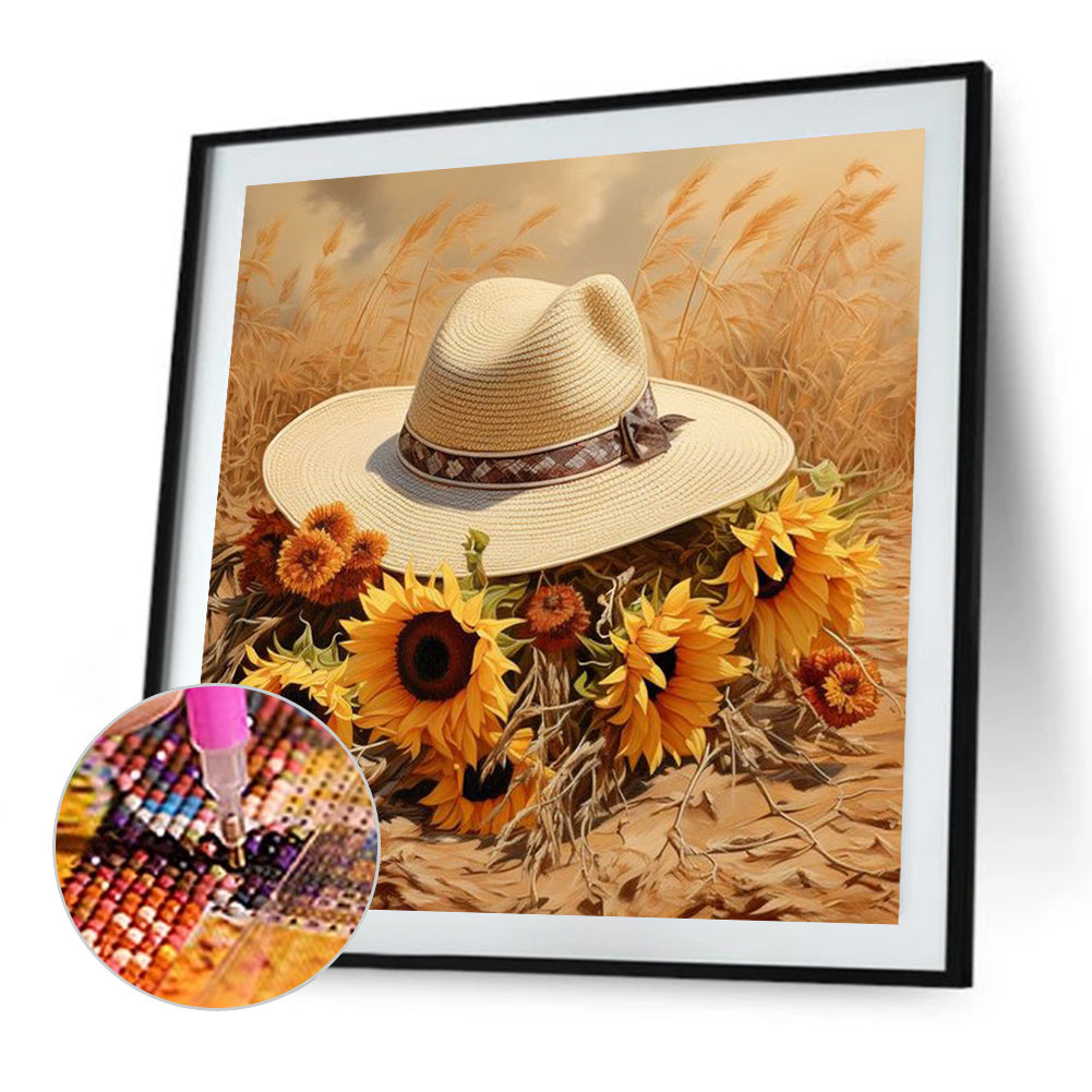 Sunflower Hat - Full Square Drill Diamond Painting 30*30CM