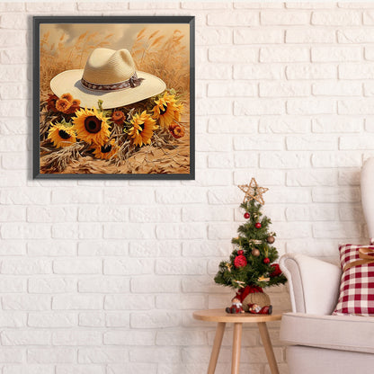 Sunflower Hat - Full Square Drill Diamond Painting 30*30CM