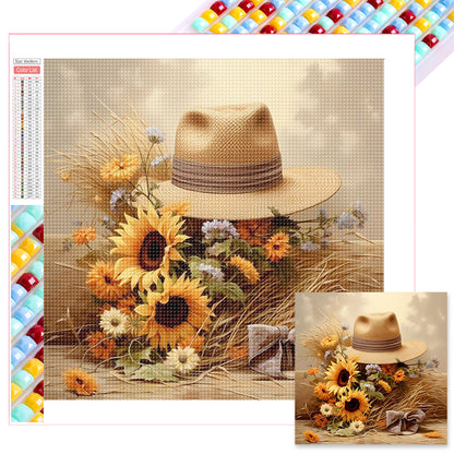 Sunflower Hat - Full Square Drill Diamond Painting 30*30CM