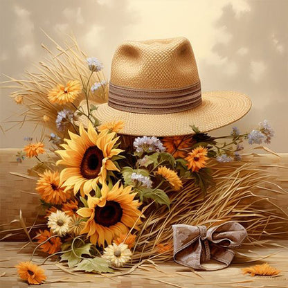 Sunflower Hat - Full Square Drill Diamond Painting 30*30CM