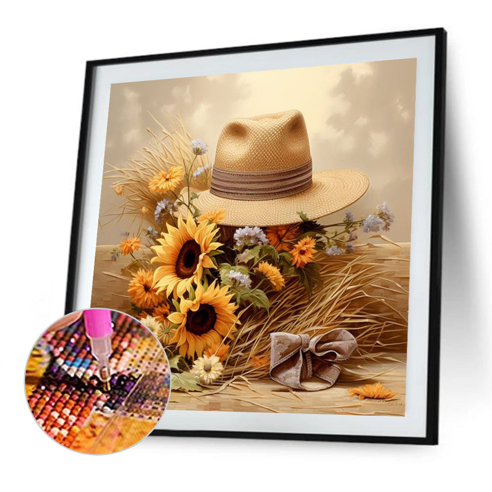 Sunflower Hat - Full Square Drill Diamond Painting 30*30CM