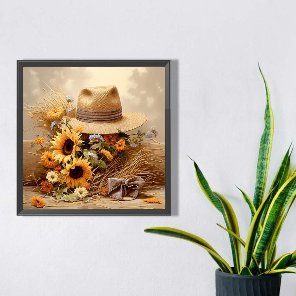 Sunflower Hat - Full Square Drill Diamond Painting 30*30CM