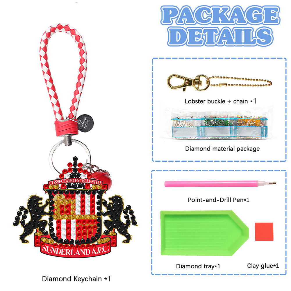 Double Sided Special Shape Diamond Painting Keychain (Sunderland F.C.)