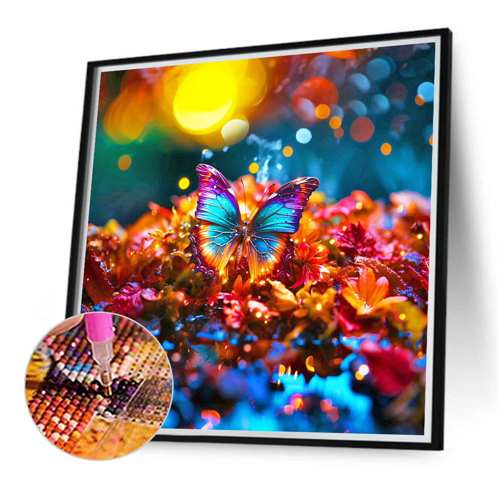 Oil Painting Single Butterfly - Full Round Drill Diamond Painting 40*40CM