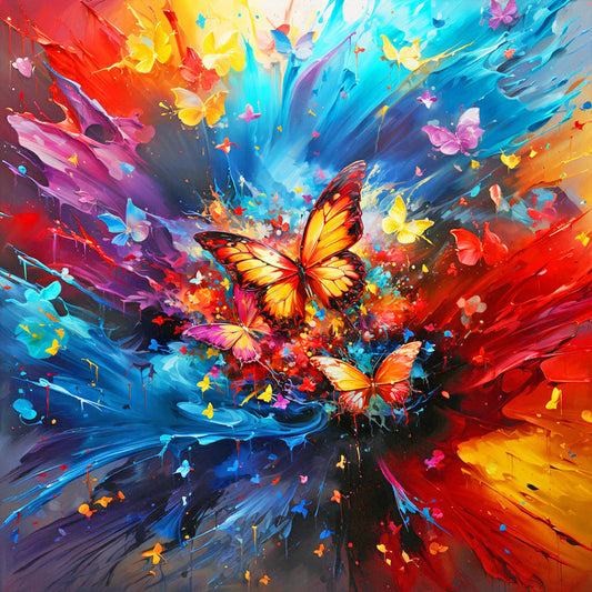 Oil Paint Butterflies - Full Round Drill Diamond Painting 40*40CM