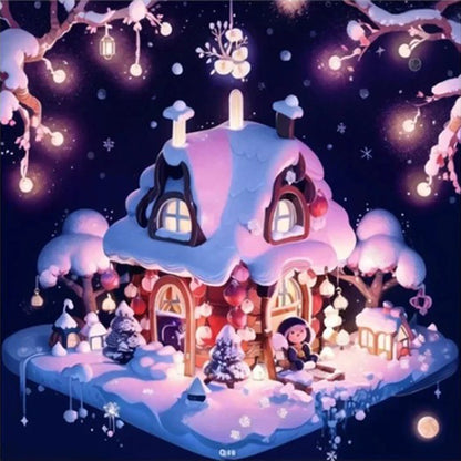 Snow Cabin - Full Round Drill Diamond Painting 30*30CM