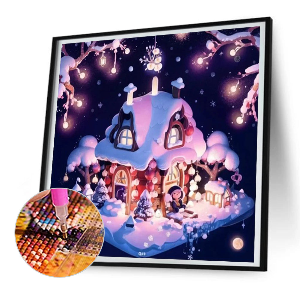 Snow Cabin - Full Round Drill Diamond Painting 30*30CM