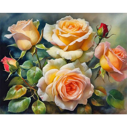 White And Yellow Roses - Full Round Drill Diamond Painting 50*40CM