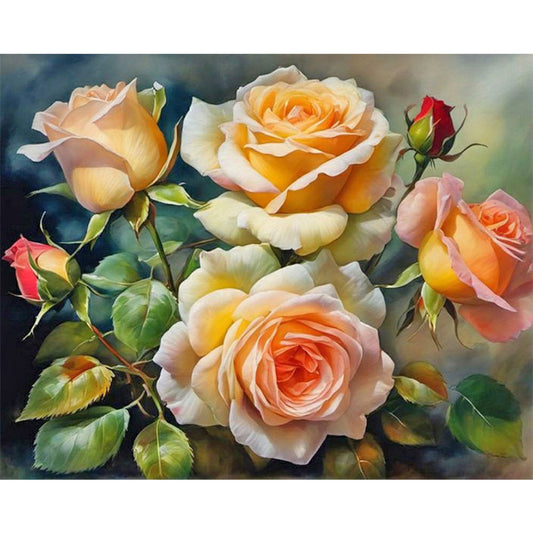 White And Yellow Roses - Full Round Drill Diamond Painting 50*40CM