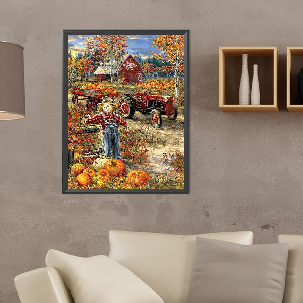 Autumn Harvest In The Pumpkin Patch - Full Round Drill Diamond Painting 30*40CM