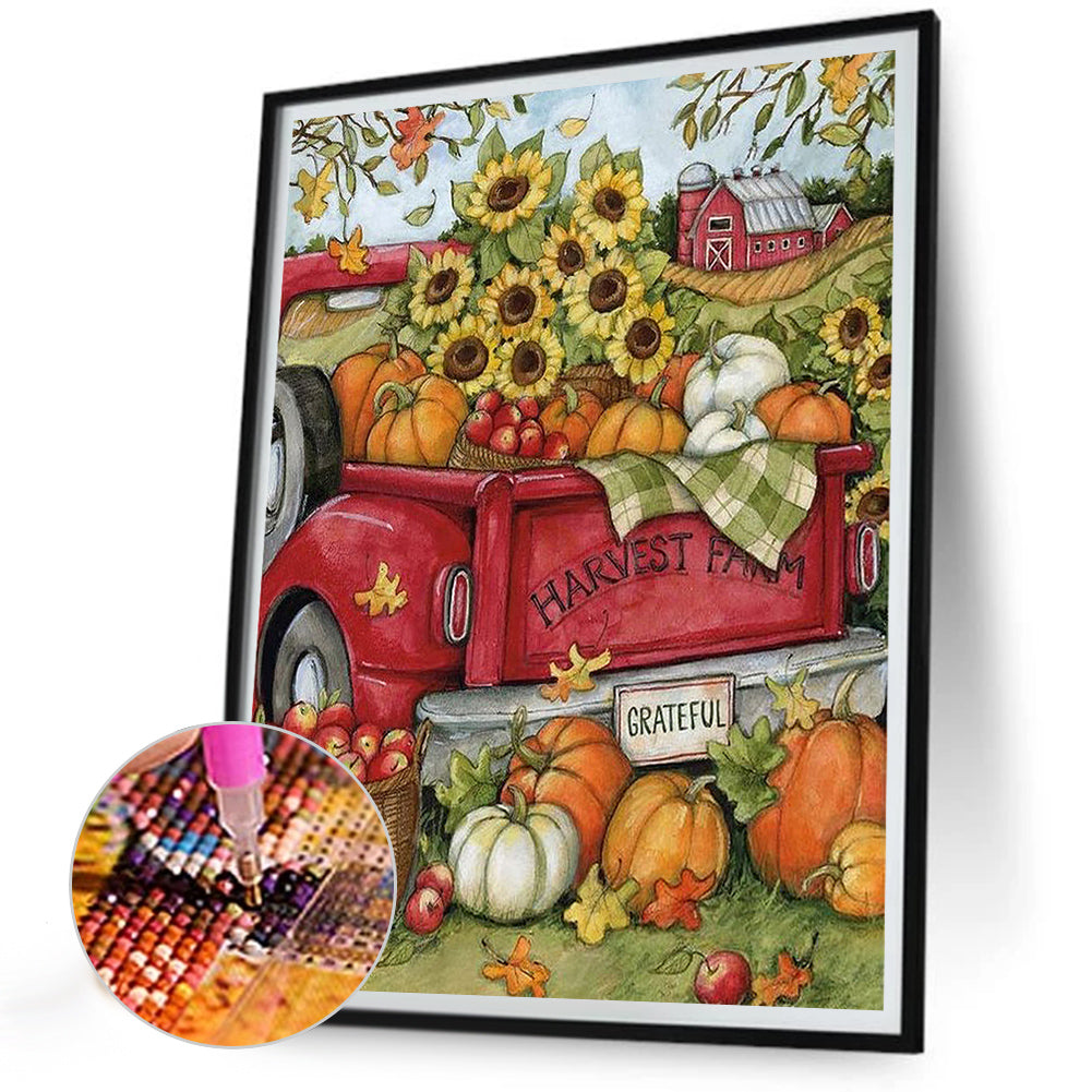 Autumn Harvest In The Pumpkin Patch - Full Round Drill Diamond Painting 30*40CM