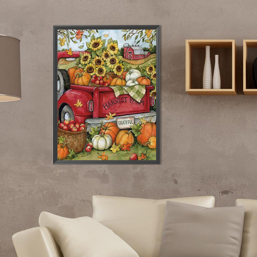 Autumn Harvest In The Pumpkin Patch - Full Round Drill Diamond Painting 30*40CM